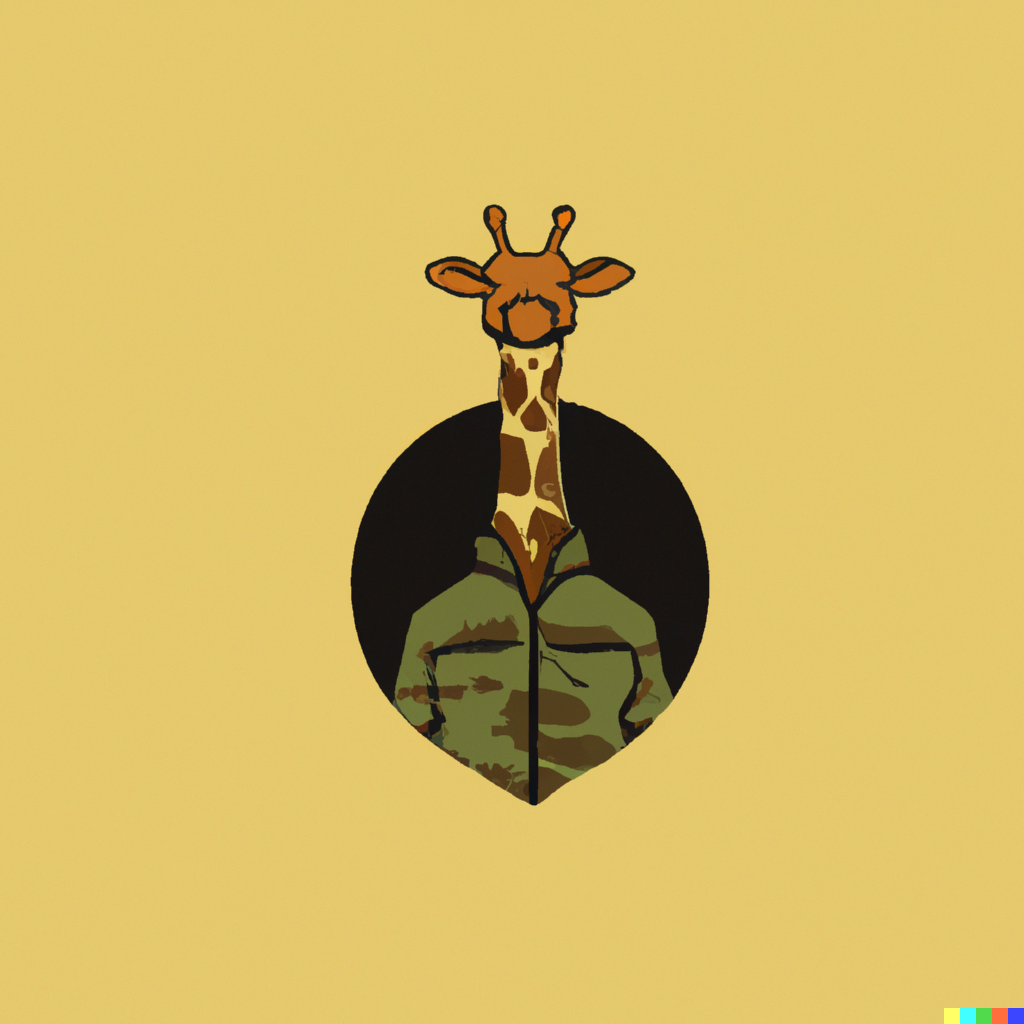 DALL·E 2023-01-18 20.23.32 - a giraffe wearing a military outfit, logo concept