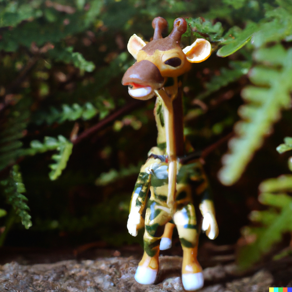 DALL·E 2023-01-18 20.39.11 - a giraffe wearing a military outfit, action figure toy