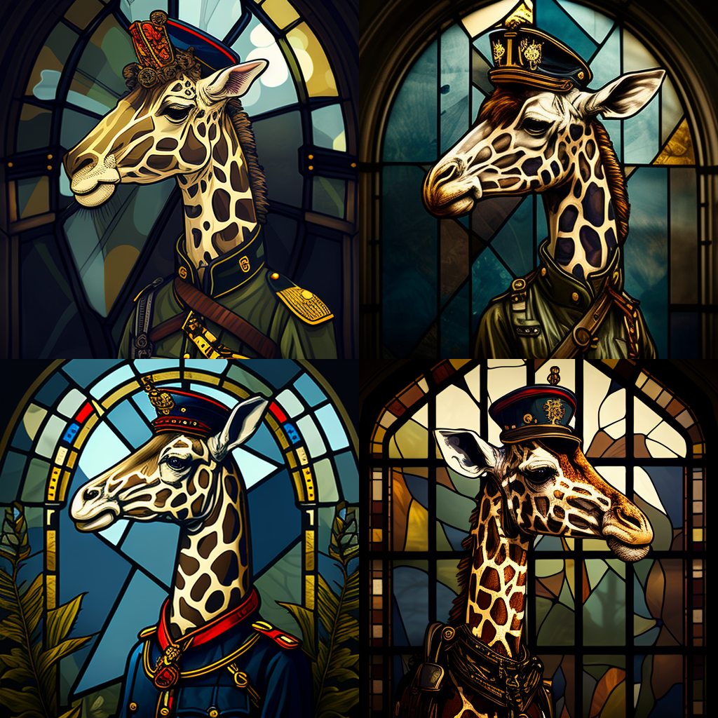 allyourfeeds_a_giraffe_wearing_a_military_outfit_stained_glass_f538999b-9320-4e07-89fb-ca8e3b5c0f13